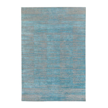 Load image into Gallery viewer, 6&#39;x9&#39; Blue Jacquard Hand Loomed Modern Organic Wool And Art Silk Oriental Rug FWR372576