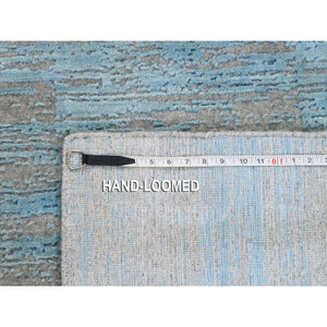 6'x9' Blue Jacquard Hand Loomed Modern Organic Wool And Art Silk Oriental Rug FWR372576