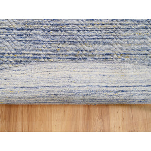 12'x12' Silver-Blue Hand Loomed Variegated Textured Design Organic Wool Transitional Oriental Round Rug FWR372594