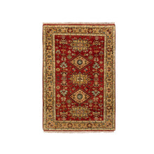 Load image into Gallery viewer, 3&#39;x5&#39; Red Pure Wool Karajeh Design Hand Knotted Oriental Rug FWR372654