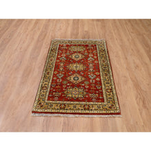 Load image into Gallery viewer, 3&#39;x5&#39; Red Pure Wool Karajeh Design Hand Knotted Oriental Rug FWR372654