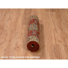 Load image into Gallery viewer, 3&#39;x5&#39; Red Pure Wool Karajeh Design Hand Knotted Oriental Rug FWR372654
