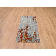 Load image into Gallery viewer, 2&#39;6&quot;x5&#39;10&quot; Wool and Silk Abstract with Fire Mosaic Design Hand Knotted Persian Knot Oriental Runner Rug FWR372666