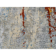 Load image into Gallery viewer, 2&#39;6&quot;x5&#39;10&quot; Wool and Silk Abstract with Fire Mosaic Design Hand Knotted Persian Knot Oriental Runner Rug FWR372666