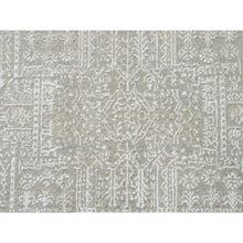 Load image into Gallery viewer, 12&#39;x12&#39; Beige Hand Loomed Fine Jacquard with Erased Design Wool and Plant Based Silk Oriental Round Rug FWR372714