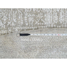 Load image into Gallery viewer, 12&#39;x12&#39; Beige Hand Loomed Fine Jacquard with Erased Design Wool and Plant Based Silk Oriental Round Rug FWR372714