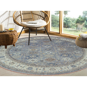 14'x14' Gray Karajeh Design Pure Wool Hand Knotted Oriental Round Rug FWR372978