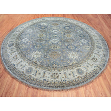 Load image into Gallery viewer, 14&#39;x14&#39; Gray Karajeh Design Pure Wool Hand Knotted Oriental Round Rug FWR372978