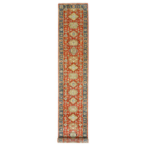 2'7"x15'10" Red Karajeh Design Pure Wool Hand Knotted Oriental XL Runner Rug FWR372990