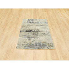 Load image into Gallery viewer, 3&#39;x5&#39; Ivory Abstract Design Wool And Silk Hand Knotted Oriental Rug FWR373002