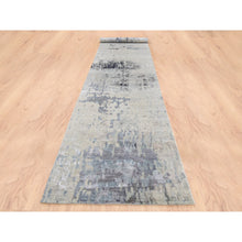 Load image into Gallery viewer, 2&#39;7&quot;x17&#39;8&quot; Gray Wool and Silk Modern Abstract Design Hand Knotted XL Runner Oriental Rug FWR373062