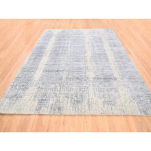 Load image into Gallery viewer, 8&#39;1&quot;x9&#39;10&quot; Gray Jacquard Hand Loomed Tone On Tone Transitional Erased Design Wool And Plant Based Silk Oriental Rug FWR373548