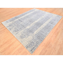 Load image into Gallery viewer, 8&#39;1&quot;x9&#39;10&quot; Gray Jacquard Hand Loomed Tone On Tone Transitional Erased Design Wool And Plant Based Silk Oriental Rug FWR373548