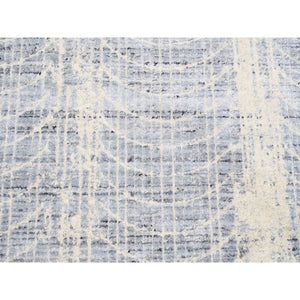 8'1"x9'10" Gray Jacquard Hand Loomed Tone On Tone Transitional Erased Design Wool And Plant Based Silk Oriental Rug FWR373548