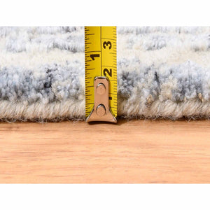 8'1"x9'10" Gray Jacquard Hand Loomed Tone On Tone Transitional Erased Design Wool And Plant Based Silk Oriental Rug FWR373548