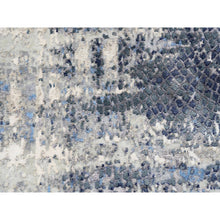 Load image into Gallery viewer, 2&#39;5&quot;x10&#39; Blue Abstract With Mosaic Design Wool And Silk Hand Knotted Oriental Runner Rug FWR373572