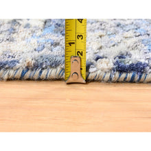 Load image into Gallery viewer, 2&#39;5&quot;x6&#39;1&quot; Blue Abstract With Mosaic Design Wool And Silk Hand Knotted Oriental Runner Rug FWR373578