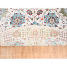 Load image into Gallery viewer, 12&#39;2&quot;x12&#39;2&quot; Colorful Silk With Textured Wool Tabriz Vase And Flower Design Hand Knotted Oriental Round Rug FWR373644