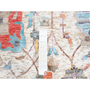 12'2"x12'2" Colorful Silk With Textured Wool Tabriz Vase And Flower Design Hand Knotted Oriental Round Rug FWR373644
