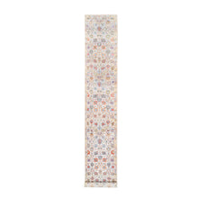 Load image into Gallery viewer, 2&#39;6&quot;x16&#39;1&quot; Colorful Silk With Textured Wool Tabriz Vase With Flower Design Hand Knotted Oriental XL Runner Rug FWR373728
