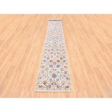 Load image into Gallery viewer, 2&#39;6&quot;x16&#39;1&quot; Colorful Silk With Textured Wool Tabriz Vase With Flower Design Hand Knotted Oriental XL Runner Rug FWR373728