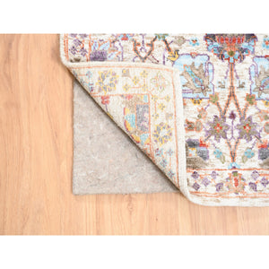 2'6"x16'1" Colorful Silk With Textured Wool Tabriz Vase With Flower Design Hand Knotted Oriental XL Runner Rug FWR373728