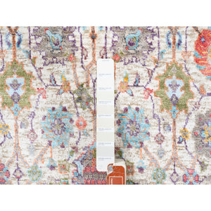 2'6"x16'1" Colorful Silk With Textured Wool Tabriz Vase With Flower Design Hand Knotted Oriental XL Runner Rug FWR373728