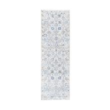 Load image into Gallery viewer, 2&#39;6&quot;x8&#39;2&quot; Hand Knotted Ivory Silk With Textured Wool Tabriz Vase And Pomegranate Design Oriental Runner Rug FWR373734