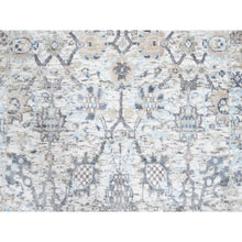 Load image into Gallery viewer, 2&#39;6&quot;x8&#39;2&quot; Hand Knotted Ivory Silk With Textured Wool Tabriz Vase And Pomegranate Design Oriental Runner Rug FWR373734