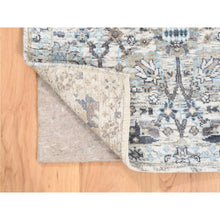 Load image into Gallery viewer, 2&#39;5&quot;x6&#39;2&quot; Ivory Silk With Textured Wool Tabriz Vase And Pomegranate Design Hand Knotted Oriental Runner Rug FWR373746