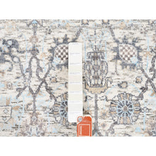 Load image into Gallery viewer, 2&#39;5&quot;x6&#39;2&quot; Ivory Silk With Textured Wool Tabriz Vase And Pomegranate Design Hand Knotted Oriental Runner Rug FWR373746