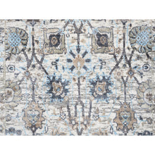 Load image into Gallery viewer, 2&#39;5&quot;x6&#39;2&quot; Ivory Silk With Textured Wool Tabriz Vase And Pomegranate Design Hand Knotted Oriental Runner Rug FWR373746