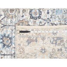 Load image into Gallery viewer, 2&#39;5&quot;x6&#39;2&quot; Ivory Silk With Textured Wool Tabriz Vase And Pomegranate Design Hand Knotted Oriental Runner Rug FWR373746