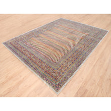 Load image into Gallery viewer, 7&#39;9&quot;x10&#39; Colorful Wool And Sari Silk Sarouk Mir Inspired With Repetitive Boteh Design Hand Knotted Oriental Rug FWR373818