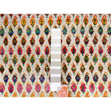 Load image into Gallery viewer, 7&#39;9&quot;x10&#39; Colorful Wool And Sari Silk Sarouk Mir Inspired With Repetitive Boteh Design Hand Knotted Oriental Rug FWR373818