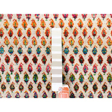 Load image into Gallery viewer, 14&#39;x14&#39; Colorful Wool And Sari Silk Sarouk Mir Inspired With Multiple Borders Hand Knotted Oriental Square Rug FWR373830