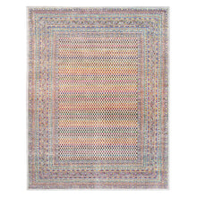 Load image into Gallery viewer, 8&#39;10&quot;x12&#39; Wool And Sari Silk Colorful Sarouk Mir Inspired with Repetitive Boteh Design Hand Knotted Oriental Rug FWR373842