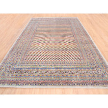 Load image into Gallery viewer, 8&#39;10&quot;x12&#39; Wool And Sari Silk Colorful Sarouk Mir Inspired with Repetitive Boteh Design Hand Knotted Oriental Rug FWR373842