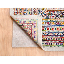 Load image into Gallery viewer, 8&#39;10&quot;x12&#39; Wool And Sari Silk Colorful Sarouk Mir Inspired with Repetitive Boteh Design Hand Knotted Oriental Rug FWR373842