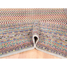 Load image into Gallery viewer, 8&#39;10&quot;x12&#39; Wool And Sari Silk Colorful Sarouk Mir Inspired with Repetitive Boteh Design Hand Knotted Oriental Rug FWR373842