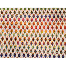 Load image into Gallery viewer, 8&#39;10&quot;x12&#39; Wool And Sari Silk Colorful Sarouk Mir Inspired with Repetitive Boteh Design Hand Knotted Oriental Rug FWR373842