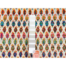 Load image into Gallery viewer, 8&#39;10&quot;x8&#39;10&quot; Colorful Wool And Sari Silk Sarouk Mir Inspired With Repetitive Boteh Design Hand Knotted Oriental Round Rug FWR373896