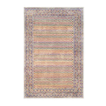 Load image into Gallery viewer, 5&#39;10&quot;x9&#39; Colorful Wool And Sari Silk Sarouk Mir Inspired With Repetitive Boteh Design Hand Knotted Oriental Rug FWR373902