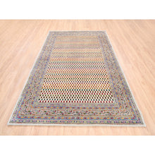 Load image into Gallery viewer, 5&#39;10&quot;x9&#39; Colorful Wool And Sari Silk Sarouk Mir Inspired With Repetitive Boteh Design Hand Knotted Oriental Rug FWR373902
