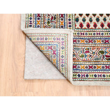 Load image into Gallery viewer, 5&#39;10&quot;x9&#39; Colorful Wool And Sari Silk Sarouk Mir Inspired With Repetitive Boteh Design Hand Knotted Oriental Rug FWR373902