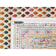 Load image into Gallery viewer, 5&#39;10&quot;x9&#39; Colorful Wool And Sari Silk Sarouk Mir Inspired With Repetitive Boteh Design Hand Knotted Oriental Rug FWR373902