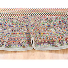 Load image into Gallery viewer, 12&#39;x12&#39; Round Colorful Wool And Sari Silk Sarouk Mir Inspired With Multiple Borders Hand Knotted Oriental Rug FWR373926