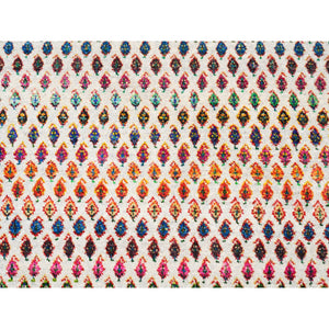 12'x12' Round Colorful Wool And Sari Silk Sarouk Mir Inspired With Multiple Borders Hand Knotted Oriental Rug FWR373926