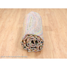 Load image into Gallery viewer, 12&#39;x12&#39; Round Colorful Wool And Sari Silk Sarouk Mir Inspired With Multiple Borders Hand Knotted Oriental Rug FWR373926