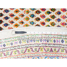 Load image into Gallery viewer, 12&#39;x12&#39; Round Colorful Wool And Sari Silk Sarouk Mir Inspired With Multiple Borders Hand Knotted Oriental Rug FWR373926
